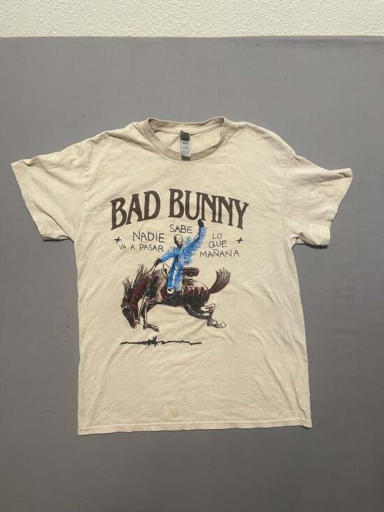 Bad Bunny Other - Bad Bunny Most Wanted Tour 2024 Concert Merch T-Shirt Cream Beige Size Medium